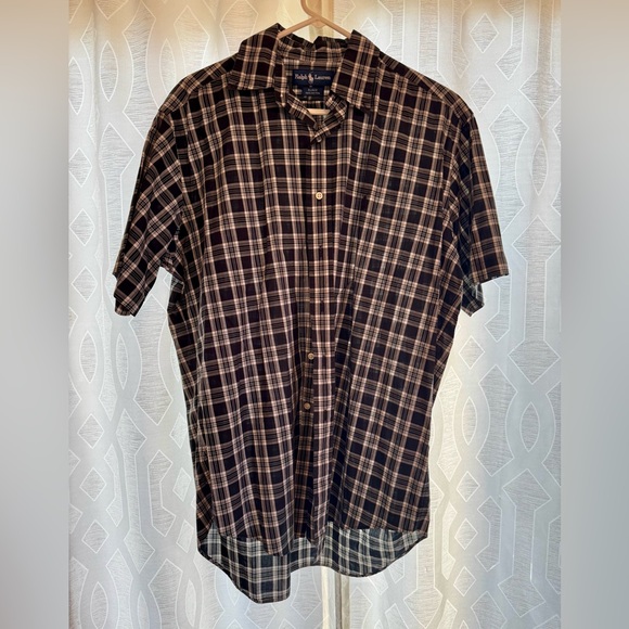 Polo Ralph Lauren Men’s Medium Black Plaid Short Sleeve Button Down Shirt - Picture 2 of 8